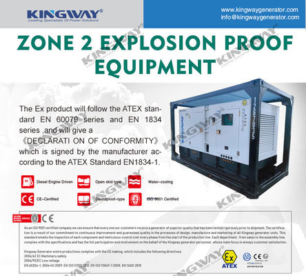Motor diésel a prueba de explosión de 45kva 400v 50hz 3 fase 4 DNV2.7-1 Certificado generador diésel ATEX para la zona 2
