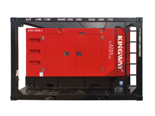 Generador Diésel Silencioso Kingway ATEX Zona 2 T3 Antiexplosión de 500KVA con Bastidor de Elevación Certificado por DNV