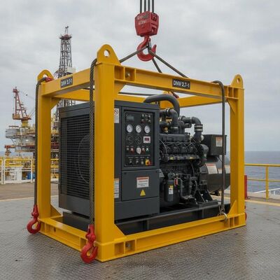 Grupo electrógeno diesel de 200KVA T3, clase de temperatura ATEX, zona 2, con marco de elevación costa afuera DNV 2.7-1